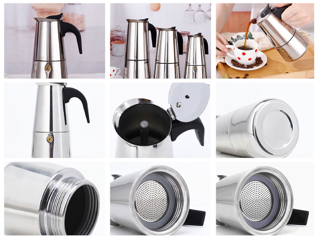 Stainless steel coffee machine