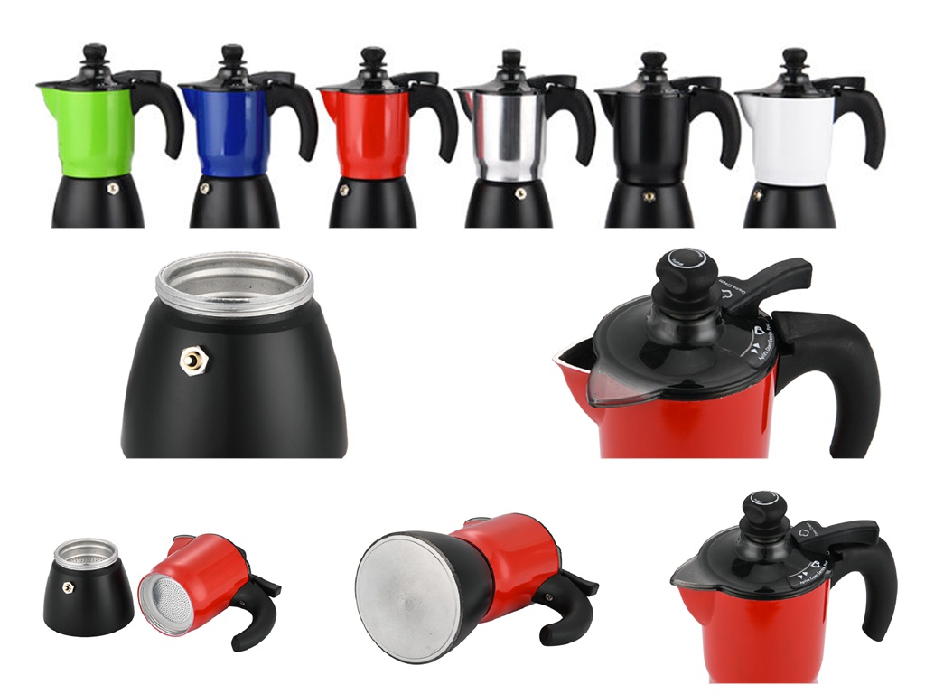 Fabrika toplu düşük fiyat 1-12cup alüminyum iplik alt manuel Espresso Moka Pot