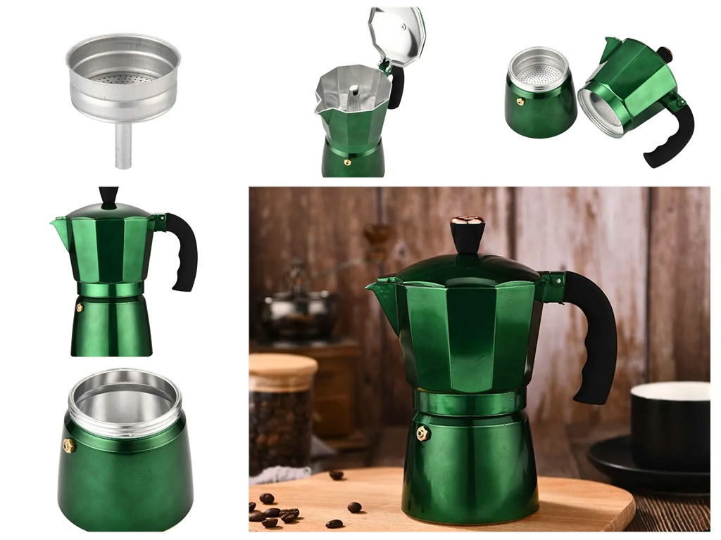 Manufacturer wholesale low-priced aluminum green espresso machine Mocha pot