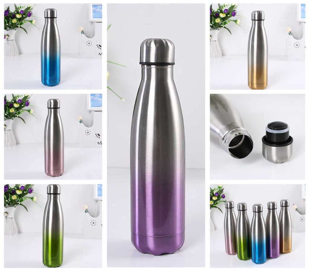 304 stainless steel insulated cold water bottle cola bottle, gradient color insulated cup