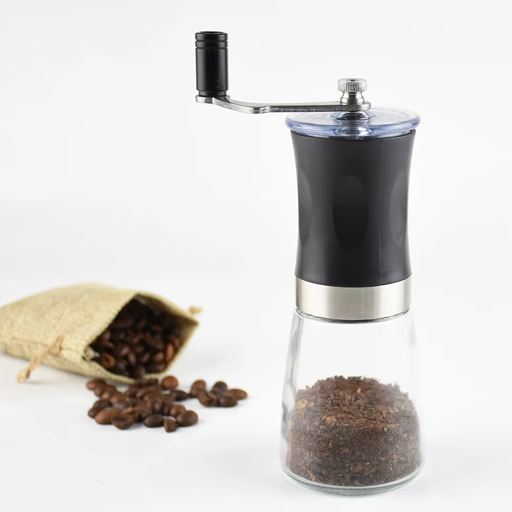 Ceramic Grinding Core Coffee Grinder Home Use Coffee Mill with Glass Base